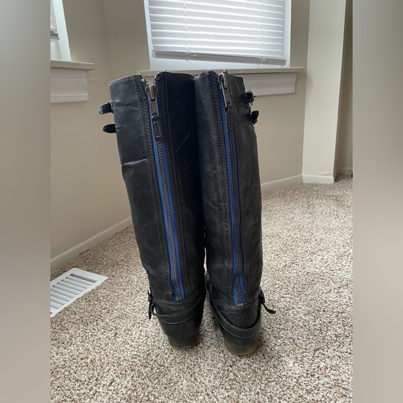 STEVE MADDEN P-Loops Knee High Boots Women’s Size  9 Leather Black Grey - Picture 7 of 11